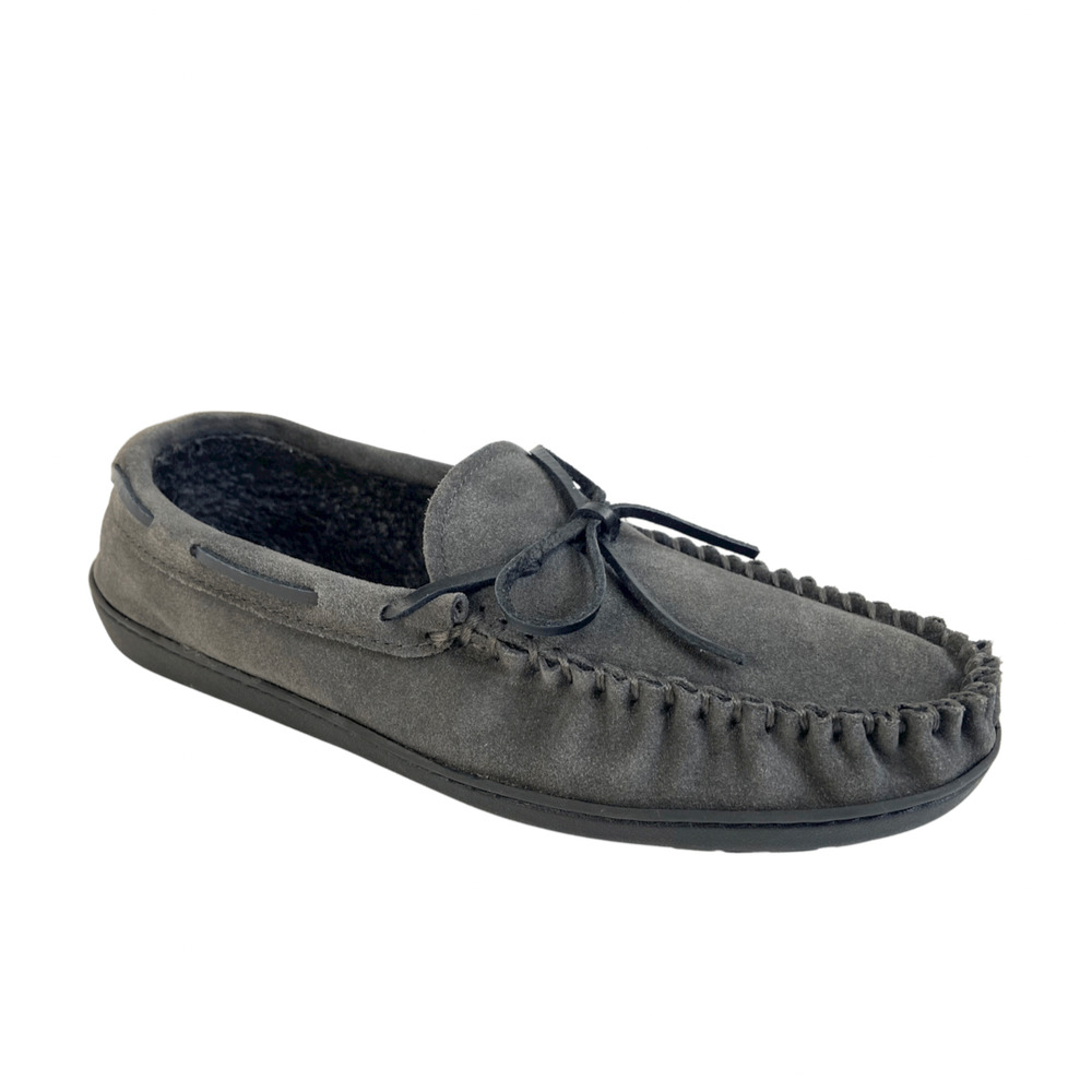Minnetonka Men's Trevor Moccasin Slipper Gray Indoor Outdoor 11